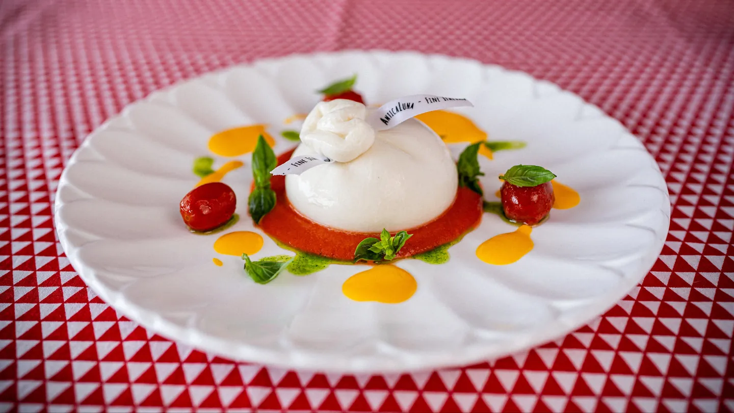 Burrata with fresh tomato and basil served at Jet Italian Deli, Bangkok